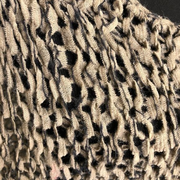 Helmut Lang tattered tape taupe asymmetrical alpaca wool blend sweater Medium - Picture 7 of 16